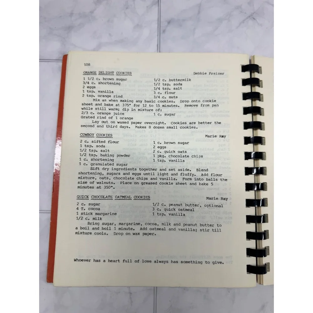Vintage 1980 Coolidge Ward Relief Society Cookbook LDS Community Recipes Orange
